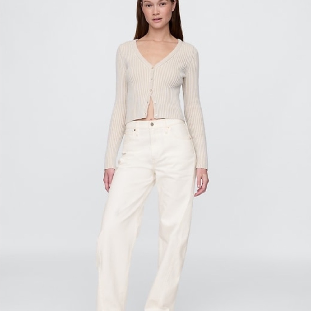 GAP Cream Wide-Leg Jeans